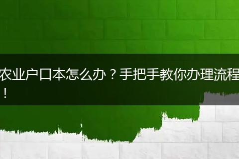 农业户口本怎么办?手把手教你办理流程!