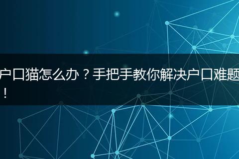 户口猫怎么办？手把手教你解决户口难题！