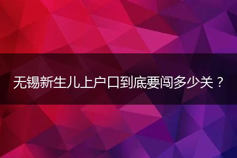 无锡新生儿上户口到底要闯多少关？
