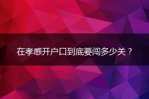 在孝感开户口到底要闯多少关？