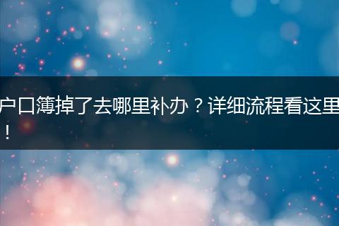 户口簿掉了去哪里补办？详细流程看这里！