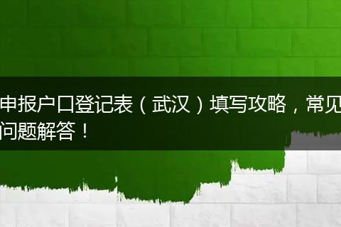 申报户口登记表（武汉）填写攻略，常见问题解答！