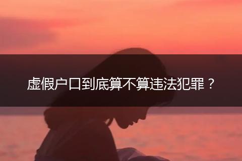 虚假户口到底算不算违法犯罪？