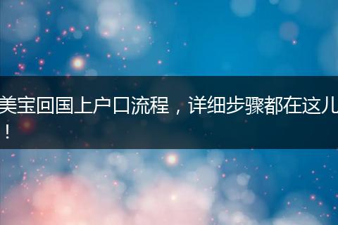 美宝回国上户口流程，详细步骤都在这儿！