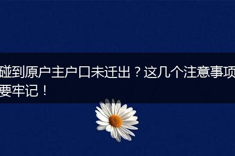 碰到原户主户口未迁出？这几个注意事项要牢记！