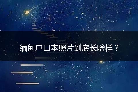 缅甸户口本照片到底长啥样？