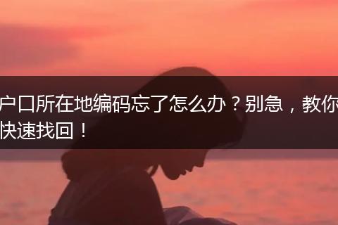 户口所在地编码忘了怎么办？别急，教你快速找回！