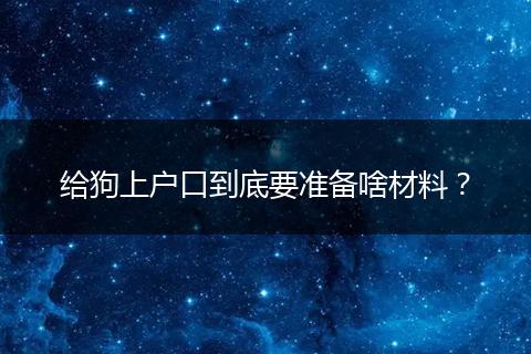 给狗上户口到底要准备啥材料？
