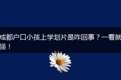 成都户口小孩上学划片是咋回事？一看就懂！