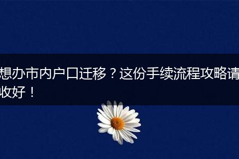 想办市内户口迁移？这份手续流程攻略请收好！