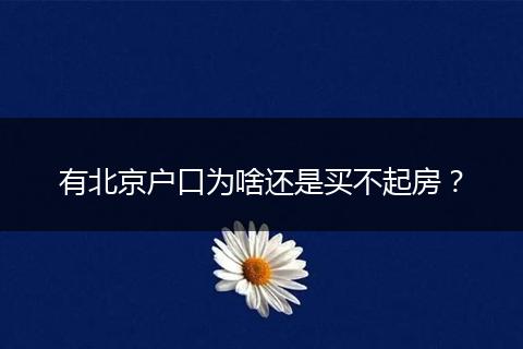 有北京户口为啥还是买不起房？