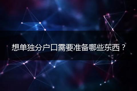 想单独分户口需要准备哪些东西？