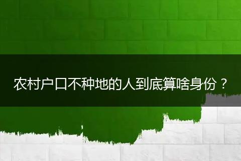 农村户口不种地的人到底算啥身份？