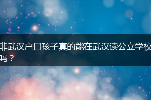 非武汉户口孩子真的能在武汉读公立学校吗？