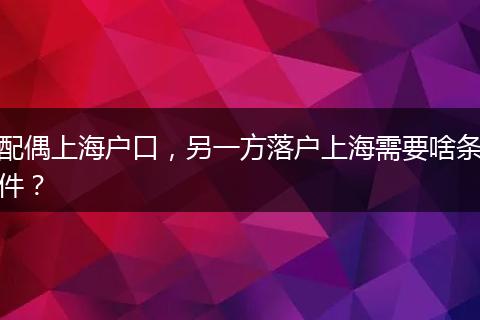 配偶上海户口，另一方落户上海需要啥条件？