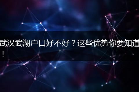 武汉武湖户口好不好？这些优势你要知道！
