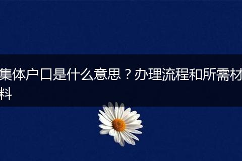 集体户口是什么意思？办理流程和所需材料