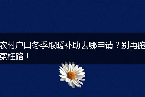 农村户口冬季取暖补助去哪申请？别再跑冤枉路！