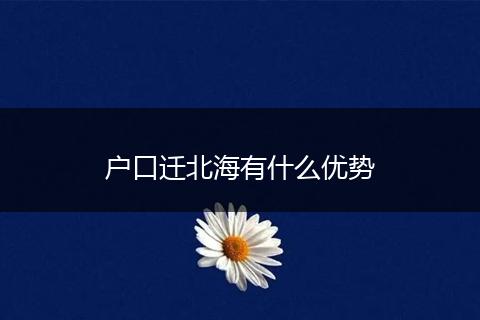 户口迁北海有什么优势
