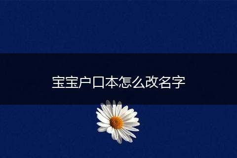 宝宝户口本怎么改名字
