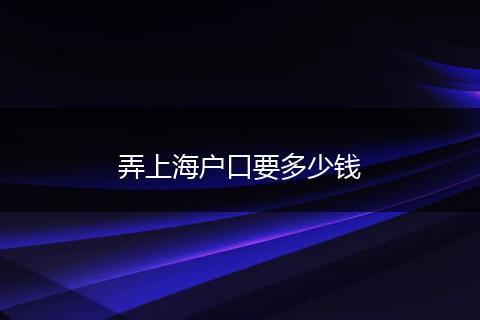 弄上海户口要多少钱