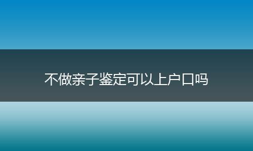 不做亲子鉴定可以上户口吗