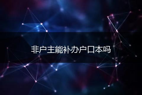 非户主能补办户口本吗