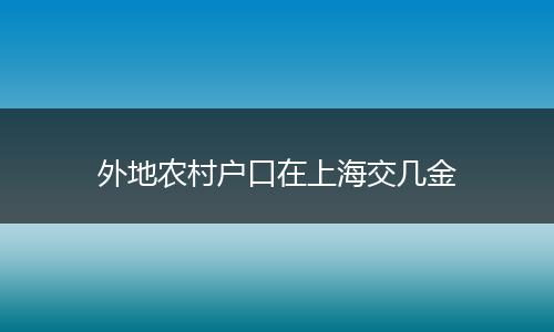 外地农村户口在上海交几金