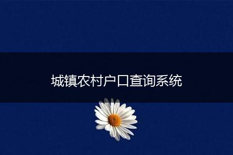 城镇农村户口查询系统