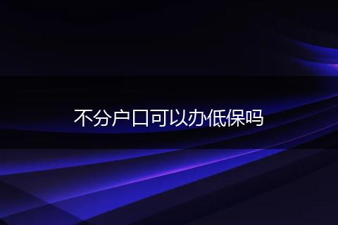 不分户口可以办低保吗