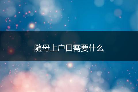 随母上户口需要什么