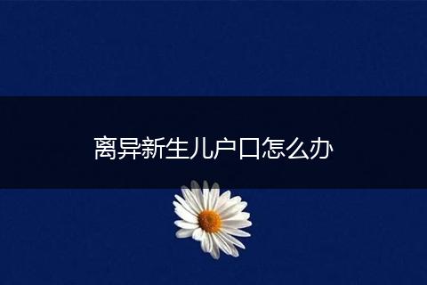 离异新生儿户口怎么办