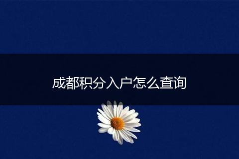 成都积分入户怎么查询