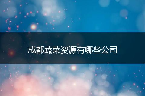 成都蔬菜资源有哪些公司