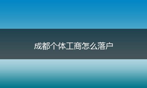 成都个体工商怎么落户