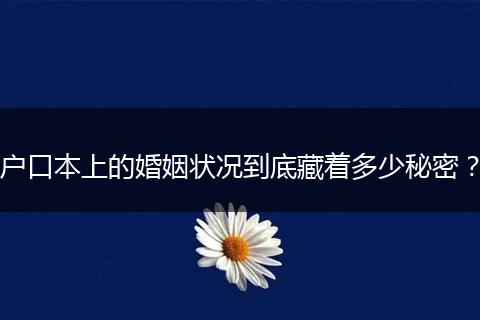 户口本上的婚姻状况到底藏着多少秘密？