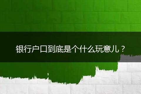 银行户口到底是个什么玩意儿？