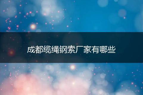 成都缆绳钢索厂家有哪些