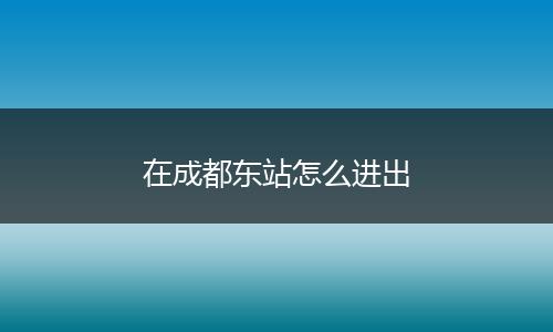 在成都东站怎么进出