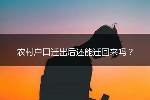 农村户口迁出后还能迁回来吗？