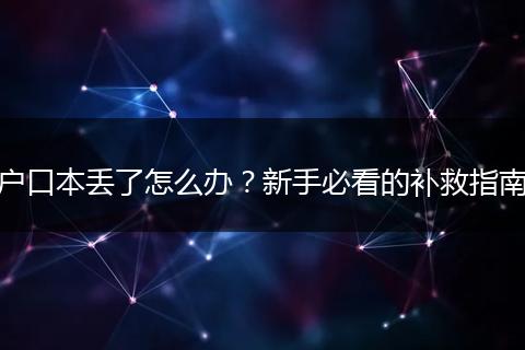 户口本丢了怎么办？新手必看的补救指南