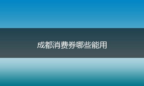 成都消费券哪些能用