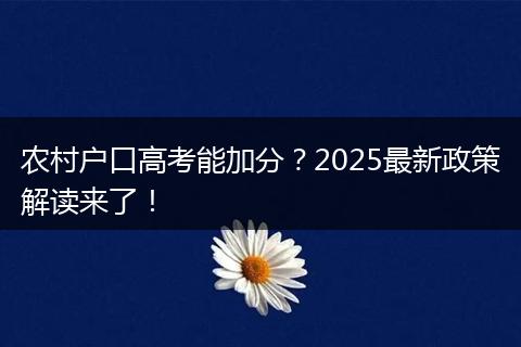 农村户口高考能加分？2025最新政策解读来了！