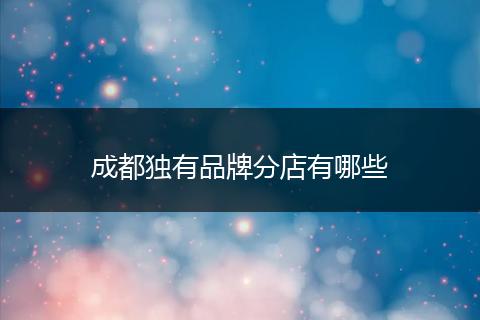 成都独有品牌分店有哪些