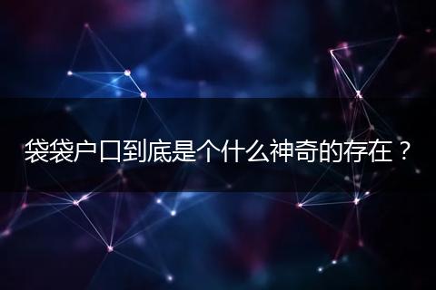 袋袋户口到底是个什么神奇的存在？