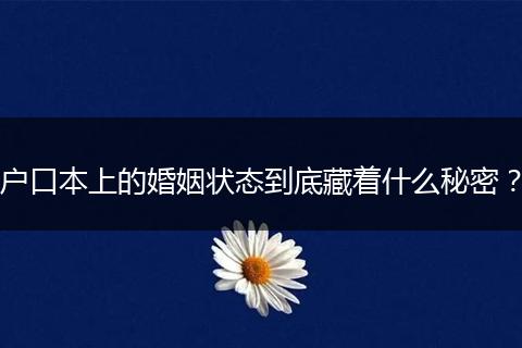 户口本上的婚姻状态到底藏着什么秘密？