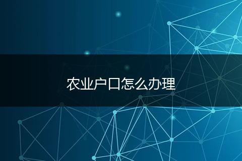 农业户口怎么办理