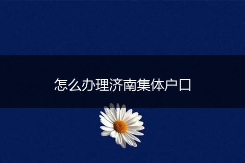 怎么办理济南集体户口