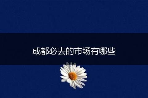 成都必去的市场有哪些