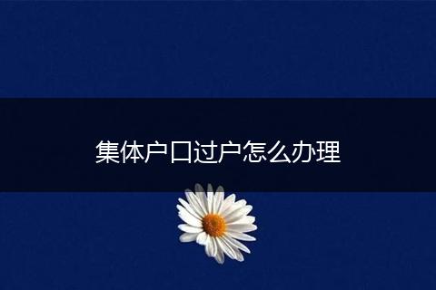 集体户口过户怎么办理